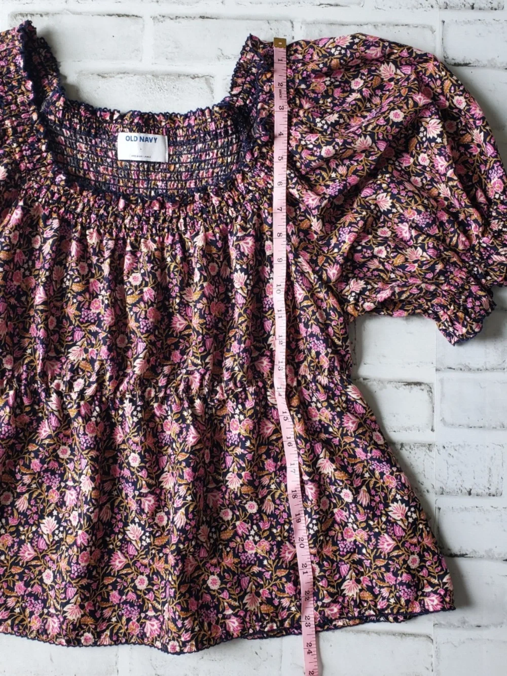 Old Navy Floral Smocked Puff Sleeve Blouse L Boho Cottagecore